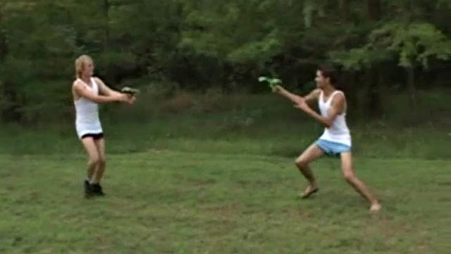 In this scene, Cody Parker and Kai Summers have a friendly water fight. But the game changes when Cody takes aim.