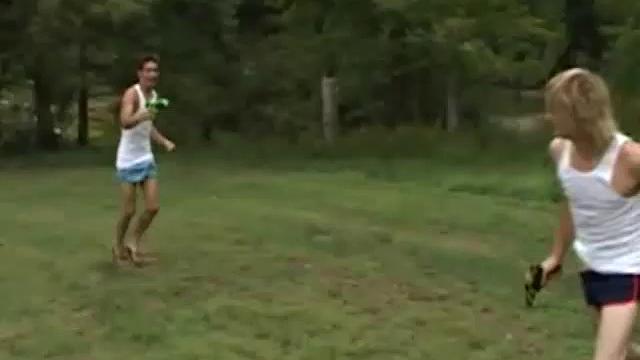 In this scene, Cody Parker and Kai Summers have a friendly water fight. But the game changes when Cody takes aim.