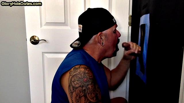 Gloryhole mature deepthroats cock till cum in mouth