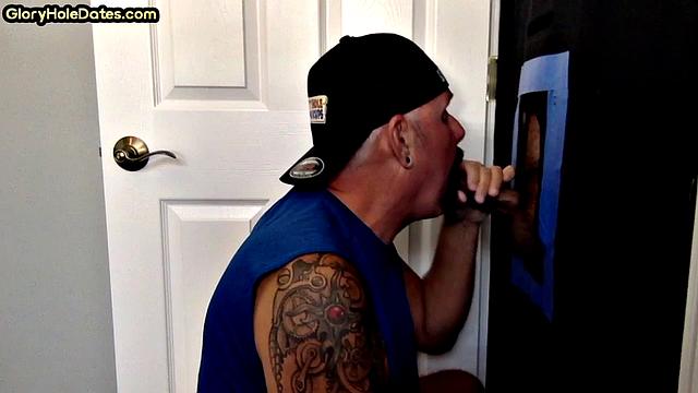 Gloryhole mature deepthroats cock till cum in mouth