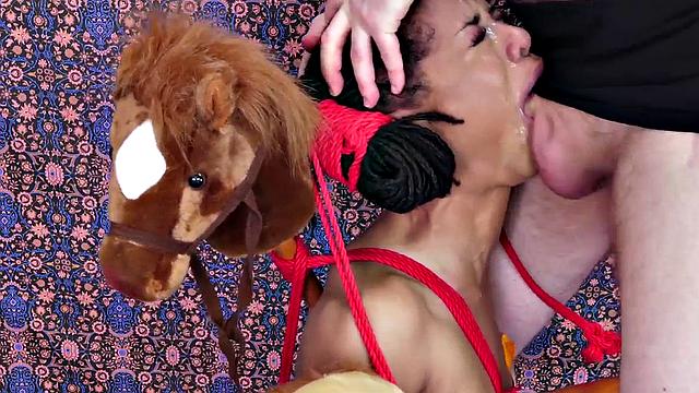 Submissive teen girl face fucked