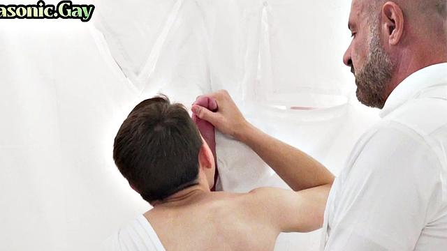 Dominant masonic DILF barebacks twink after being sucked