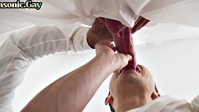 Dominant masonic DILF barebacks twink after being sucked