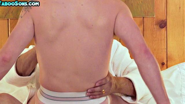 Taboo DILF with muscles fucks stepson jockstrap asshole
