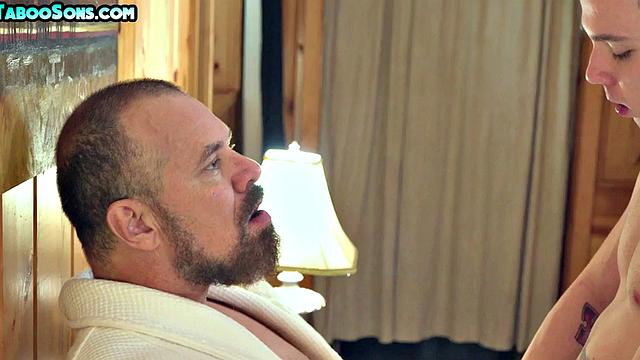 Taboo DILF with muscles fucks stepson jockstrap asshole