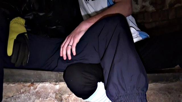 Real stud gets fucked in basement anal action