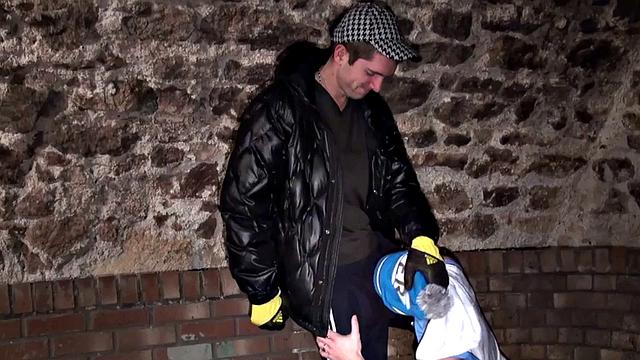 Real stud gets fucked in basement anal action