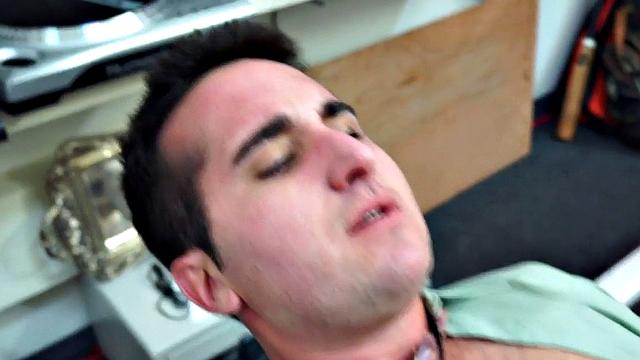 Pathetic amateur 3way fucked in public pawn store