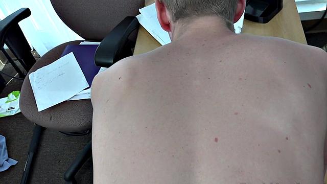 BBC gay fucks white twink in the asshole in POV in the office