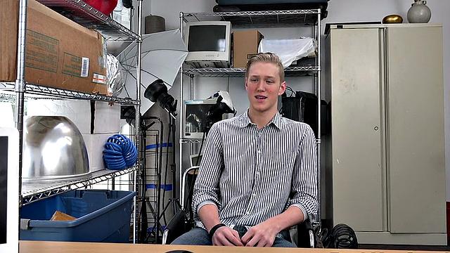 BBC gay fucks white twink in the asshole in POV in the office