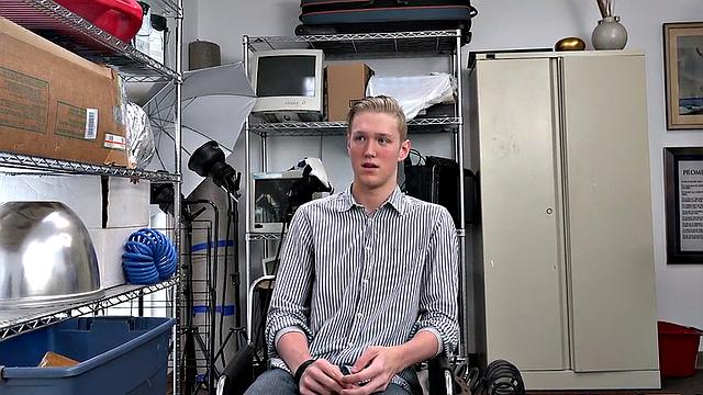 BBC gay fucks white twink in the asshole in POV in the office