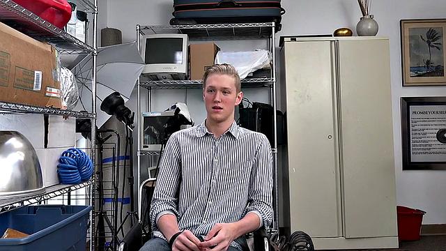 BBC gay fucks white twink in the asshole in POV in the office