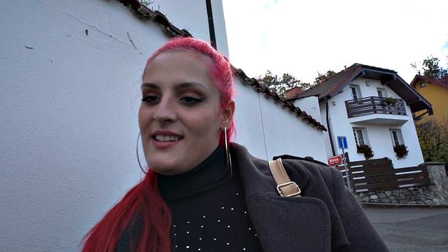 Pink hair picked up babe banged and throating in POV