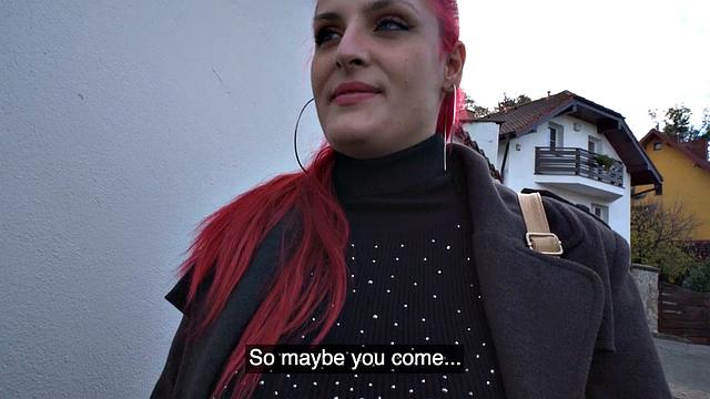 Pink hair picked up babe banged and throating in POV