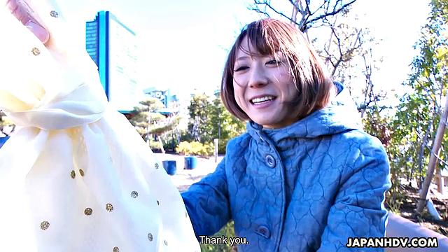 Elina Takigawa in new lingerie plays with lover