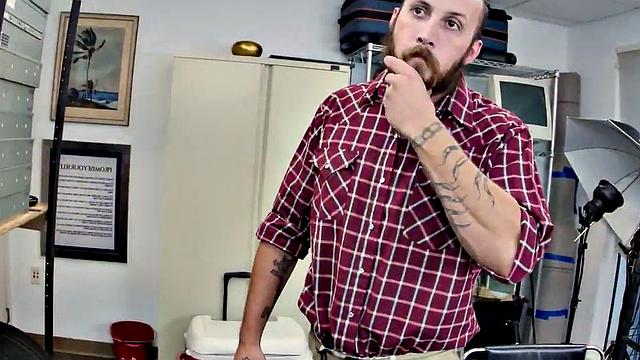 BBC inked up and pounded hard in the office - intense anal action!