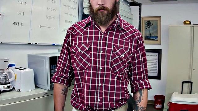 BBC inked up and pounded hard in the office - intense anal action!