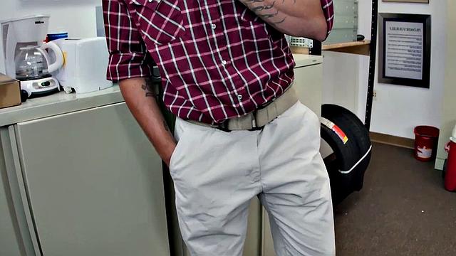 BBC inked up and pounded hard in the office - intense anal action!