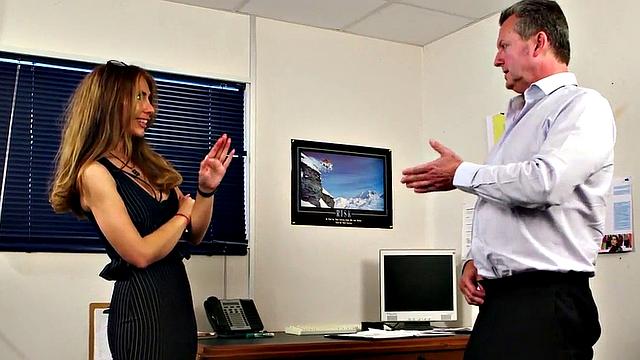 Voyeur office MILF teases colleague who jerks cock