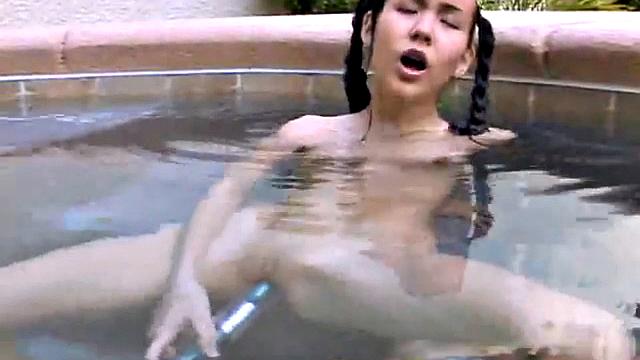 Tiny Tabby Fingering at pool