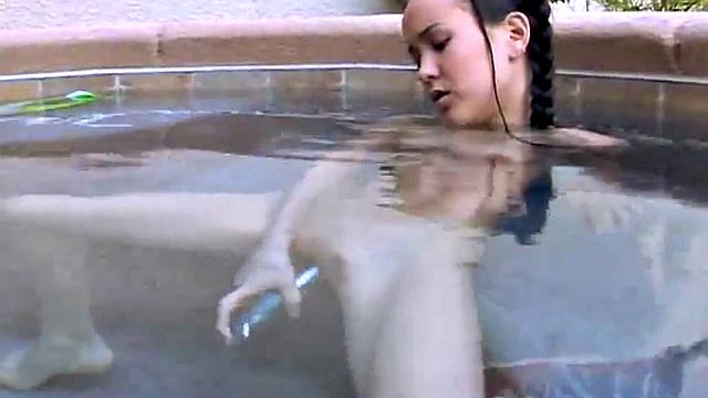 Tiny Tabby Fingering at pool