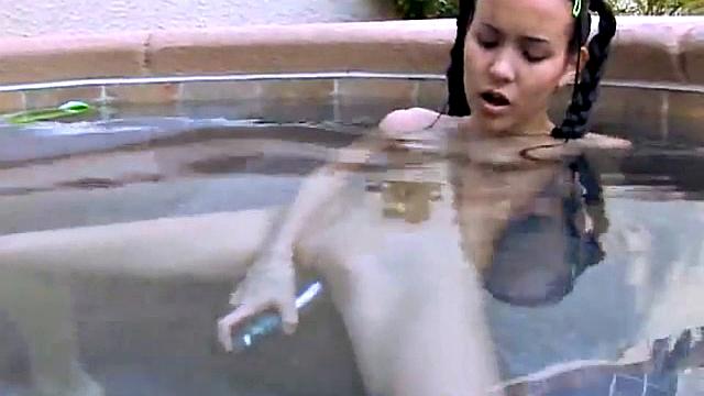Tiny Tabby Fingering at pool
