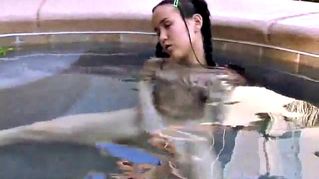 Tiny Tabby Fingering at pool