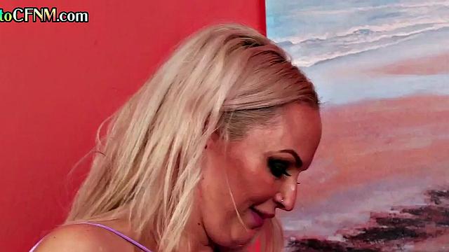 CFNM femdoms in nightrobe give group HJ till climax