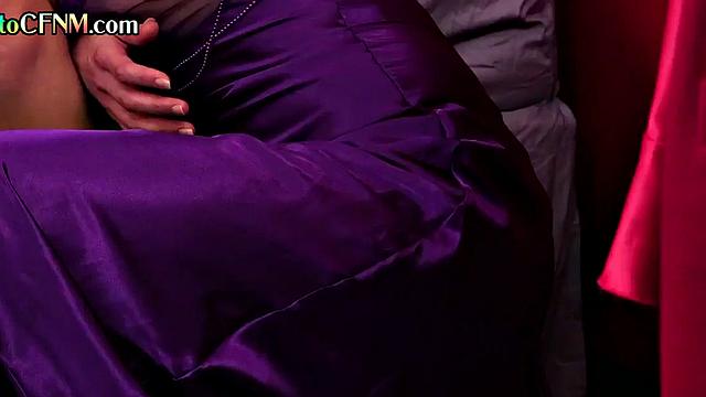 CFNM femdoms in nightrobe give group HJ till climax