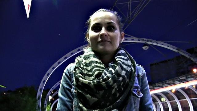 Amateur babe with no tickets takes stranger's load on her bald pussy in POV outdoor action