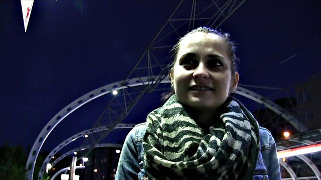 Amateur babe with no tickets takes stranger's load on her bald pussy in POV outdoor action