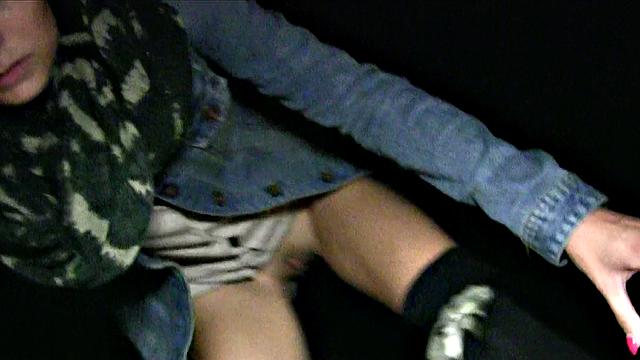 Amateur babe with no tickets takes stranger's load on her bald pussy in POV outdoor action