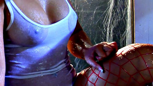 Watch these gorgeous brunettes finger and squirt while kissing and getting soaked in sapphic shower fun!