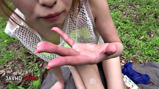 Mikuru Shiina's Outdoor Blowjob Adventure with a Lustful Japanese Beauty