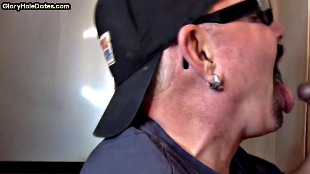 Vintage jock sucking in gloryhole