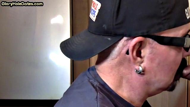 Vintage jock sucking in gloryhole