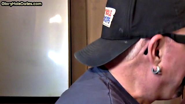 Vintage jock sucking in gloryhole