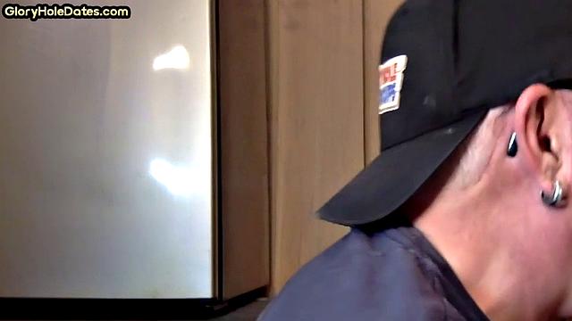 Vintage jock sucking in gloryhole