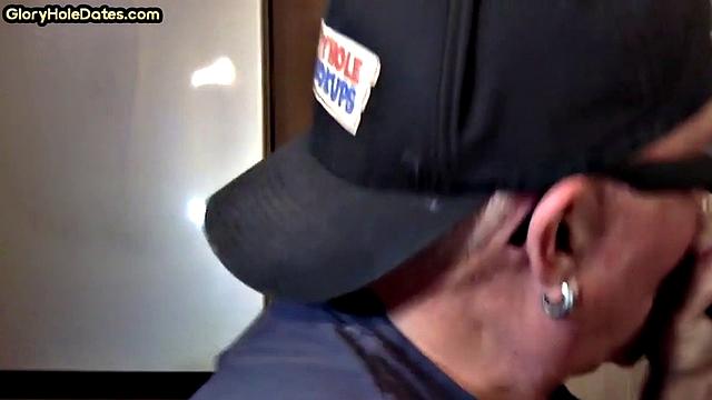 Vintage jock sucking in gloryhole