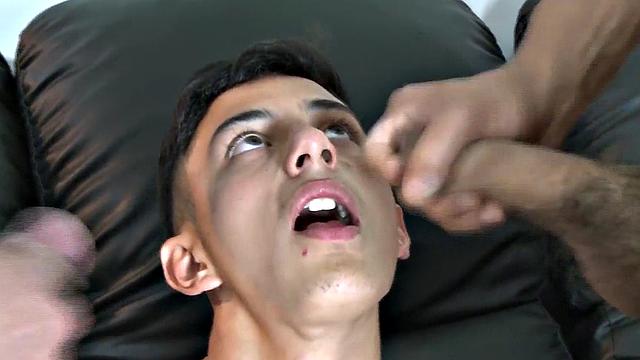 DILFS analpounding skinny twink before busting load on his face