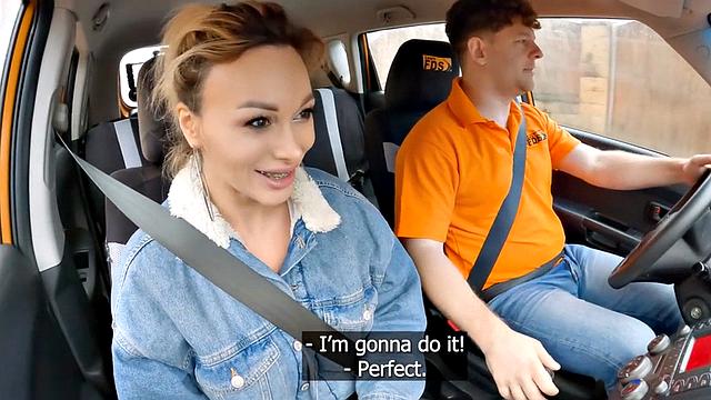 Busty MILF drilled in the car