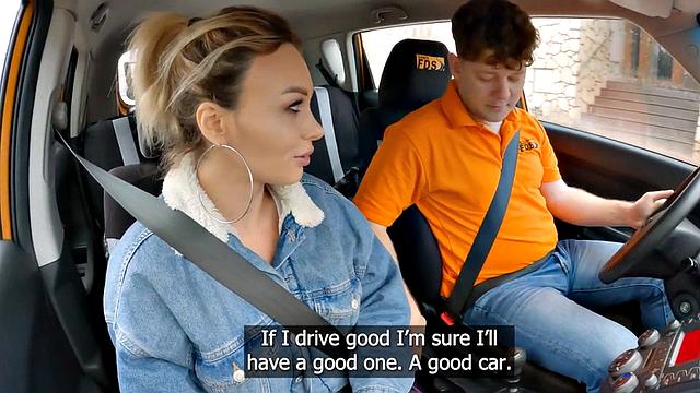 Busty MILF drilled in the car