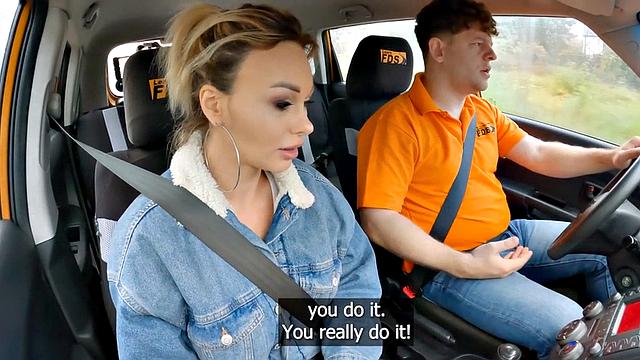 Busty MILF drilled in the car