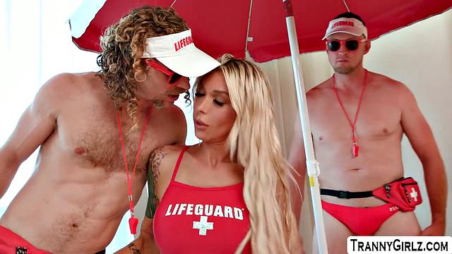 TS super star Aubrey Kate gang banged by cocks