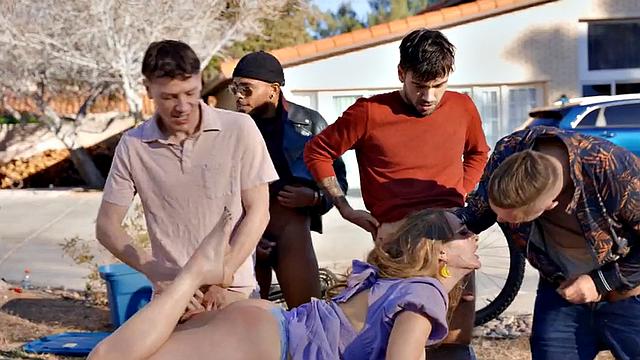 Gangbanged curvy slut gets fucked