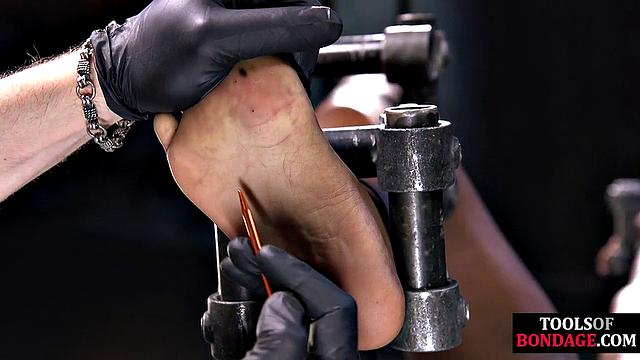 Skinny ebony spanked in dungeon