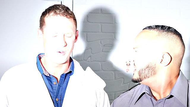 Interracial threesome with uniform men