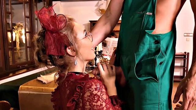 CUCK4K. Cuckold continues reading while lucky horticulturist fucks his wife