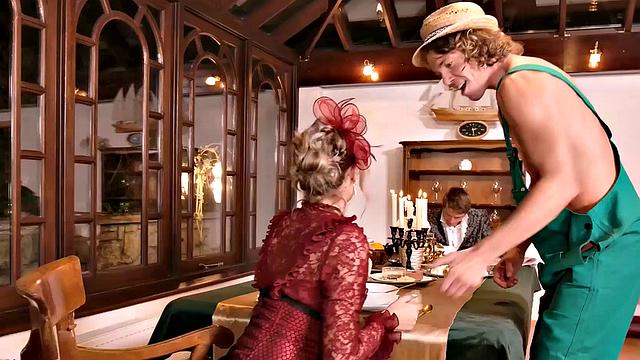 CUCK4K. Cuckold continues reading while lucky horticulturist fucks his wife