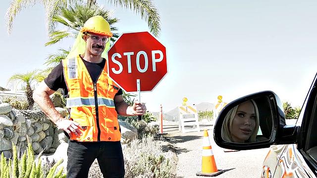 Big Tit Blonde Gets Deepthroated and Plowed by Construction Worker